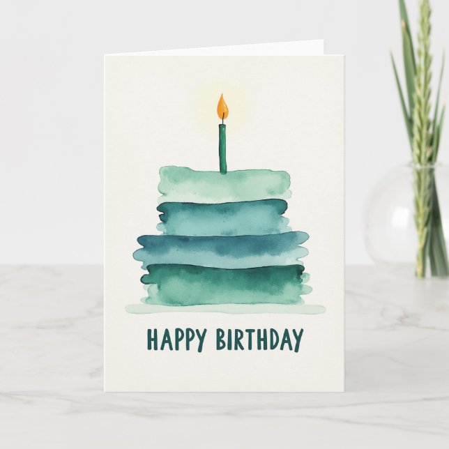Joyful Aqua Cake Card (Front)
