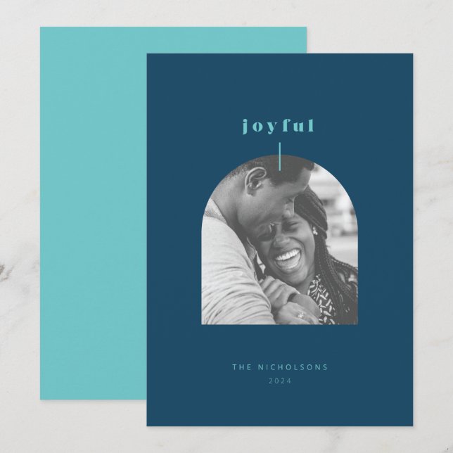 Joyful Arched Photo Holiday Card (Front/Back)