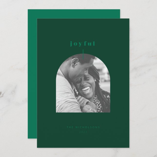 Joyful Arched Photo Holiday Card (Front/Back)
