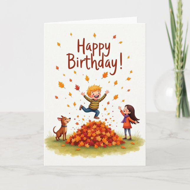 Joyful Autumn Birthday Card (Front)