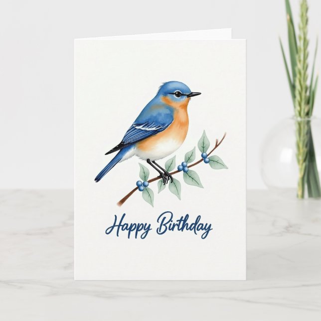 Joyful Azure Bird Card (Front)