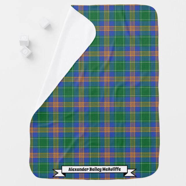 Joyful Baby Irish Clan MacAuliffe Tartan Plaid Baby Blanket (In Situ)
