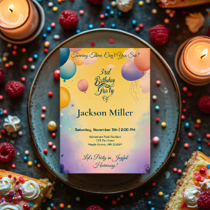 Joyful Balloon Birthday with Adorable Tiger Invitation