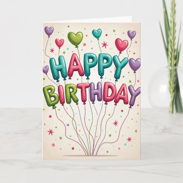Joyful Balloon Letter Card (Front)