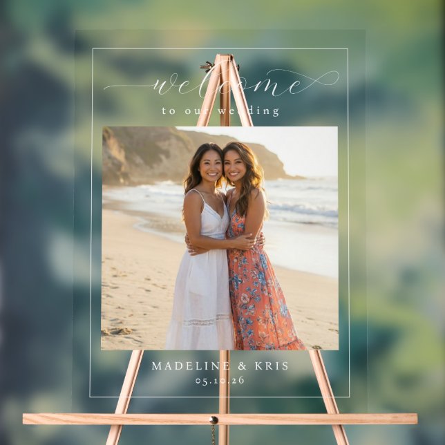 Joyful Beach Romantic Photo Acrylic Sign (Neutral)