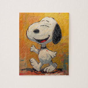 Joyful Beagle Dog Pop Art Painting Jigsaw Puzzle