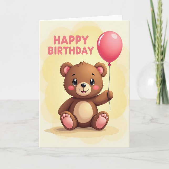Joyful Bear Balloon Card (Front)