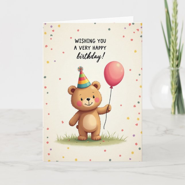 Joyful Bear Birthday Card (Front)