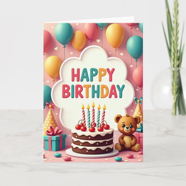 Joyful Bear Cake Card (Front)