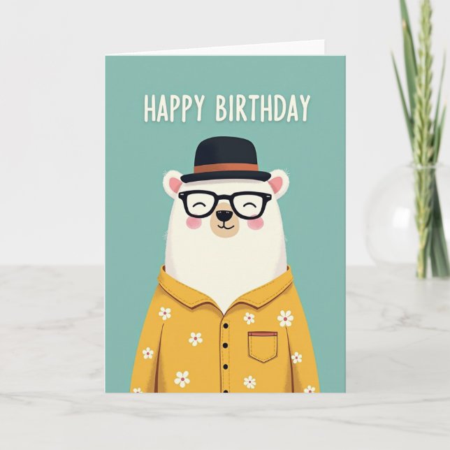 Joyful Bear Fedora Card (Front)