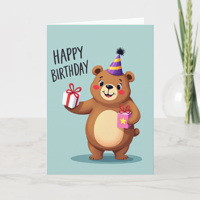 Joyful Bear Party Card (Front)