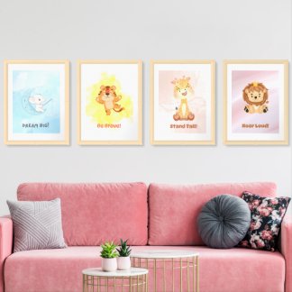 Joyful Beginnings : 4 Frame Set Nursery Wall Decor