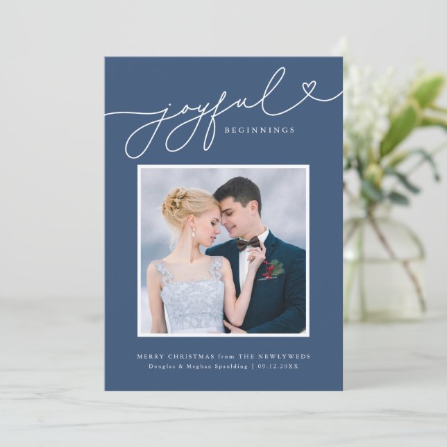 Joyful Beginnings Newlywed First Christmas Card (Standing Front)