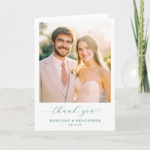 Joyful Beige Elegant Photo Letterpress Thank You Card