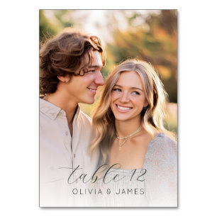 Joyful Beige Romantic Photo Table Number