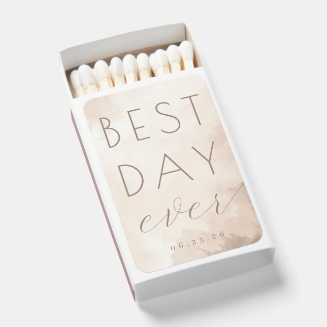 Joyful Beige Watercolor Wedding Matches (Front Open)