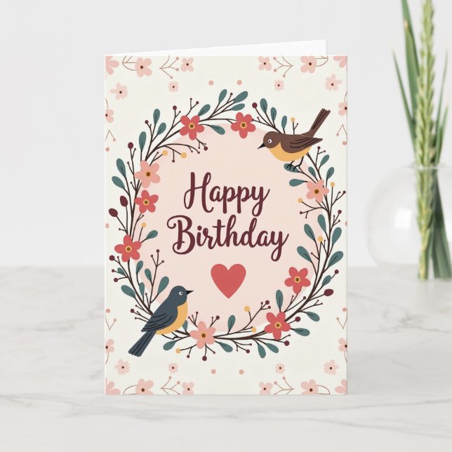 Joyful Birds Wreath Card (Front)