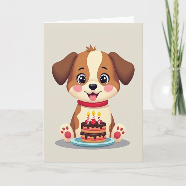 Joyful Birthday Animated Pup Card (Front)