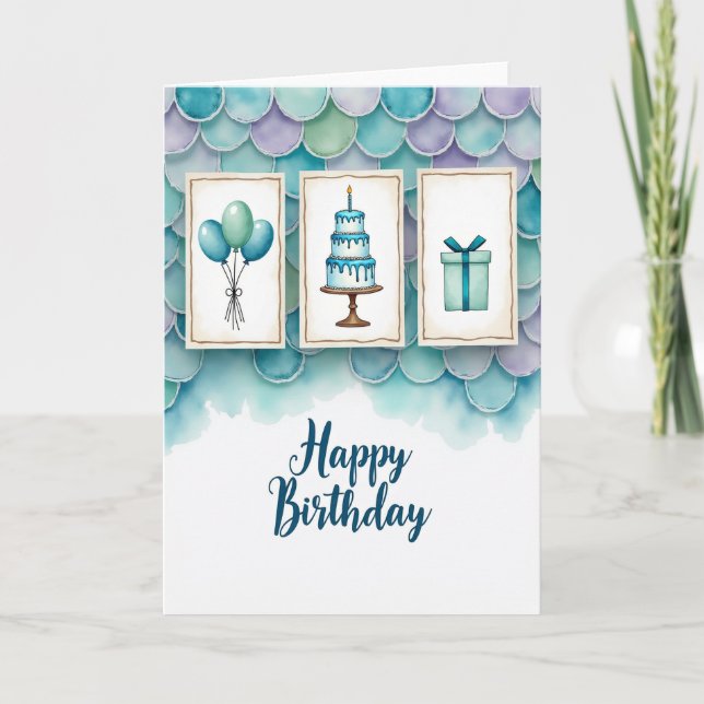 Joyful Birthday Aquatic Card (Front)