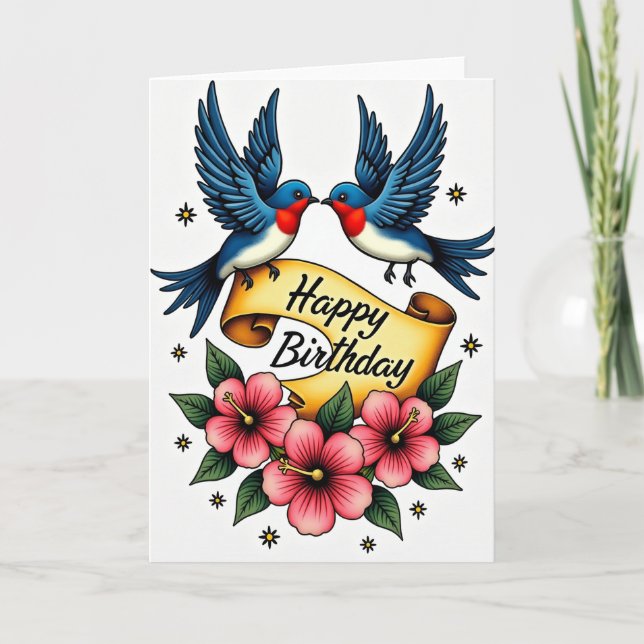 Joyful Birthday Avian Art Card (Front)
