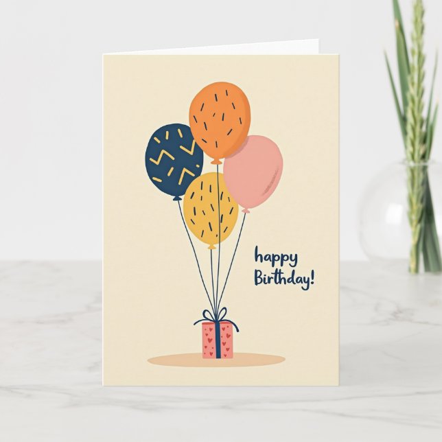 Joyful Birthday Balloon Gift Card (Front)
