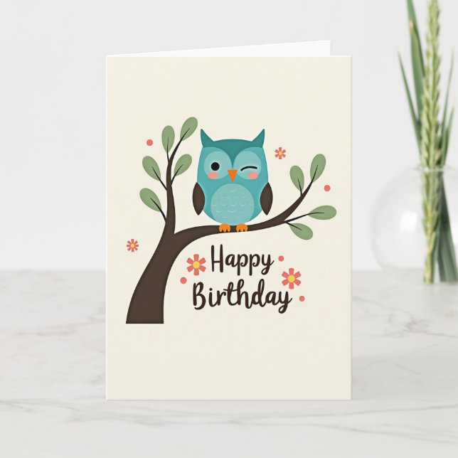 Joyful Birthday Bird Card (Front)