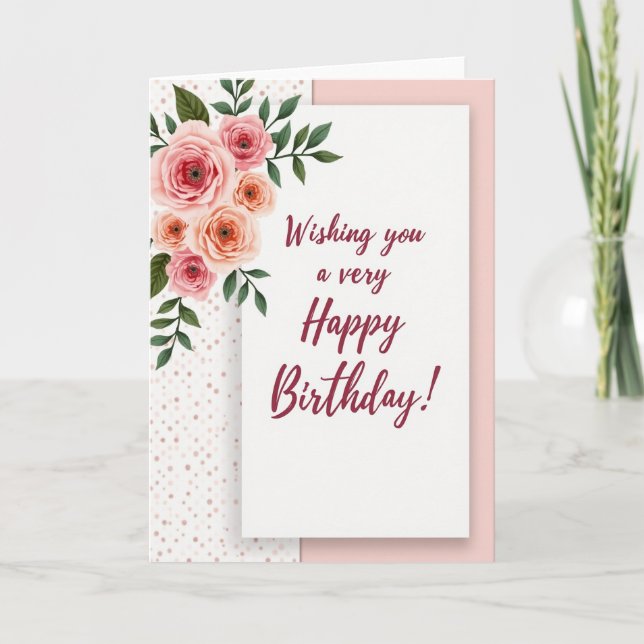 Joyful Birthday Blossom Script Card (Front)