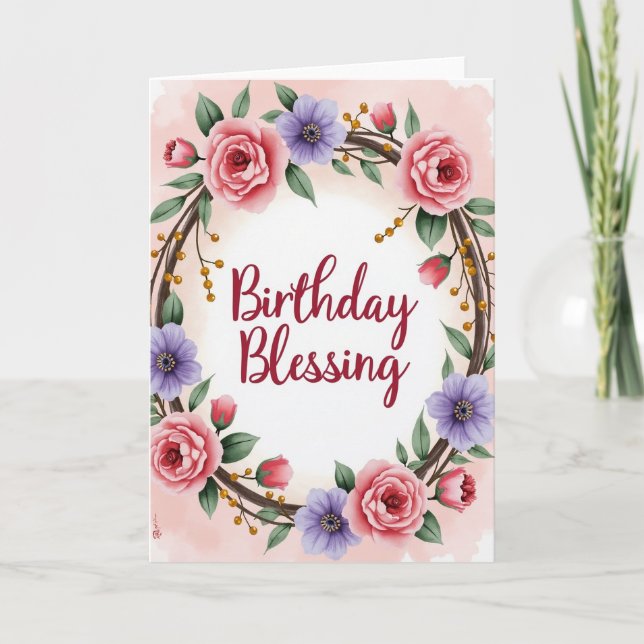Joyful Birthday Blush Bloom Card (Front)