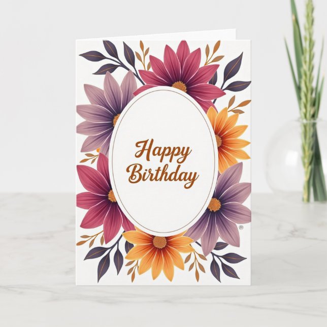 Joyful Birthday Botanical Card (Front)