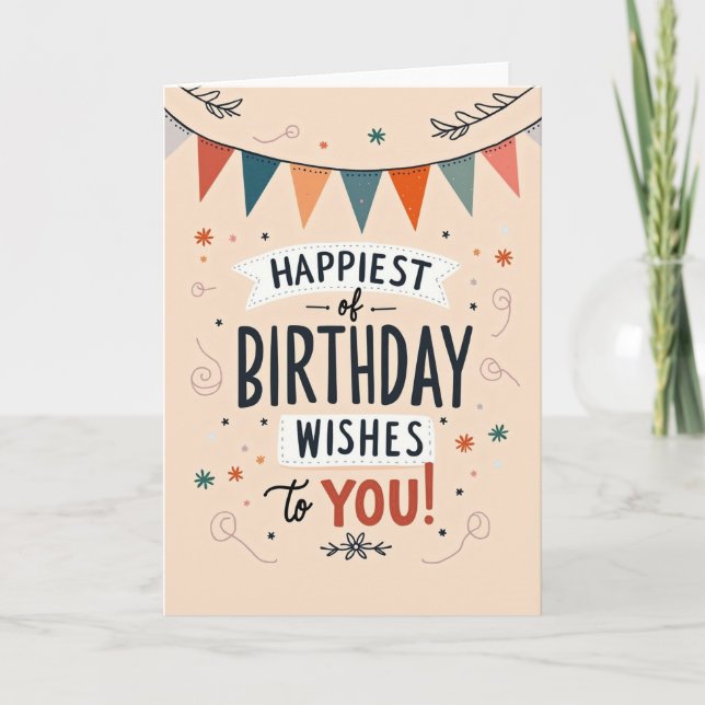 Joyful Birthday Bunting Art Card (Front)
