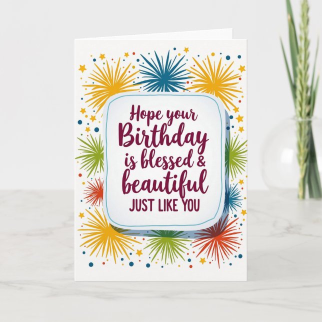 Joyful Birthday Burst Card (Front)