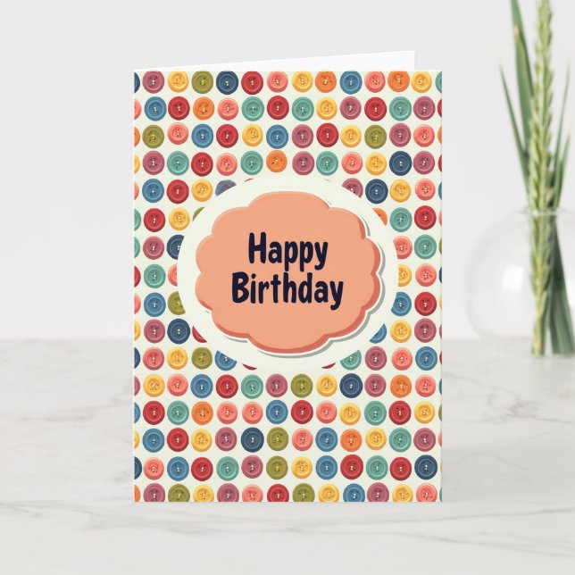 Joyful Birthday Button Grid Card (Front)