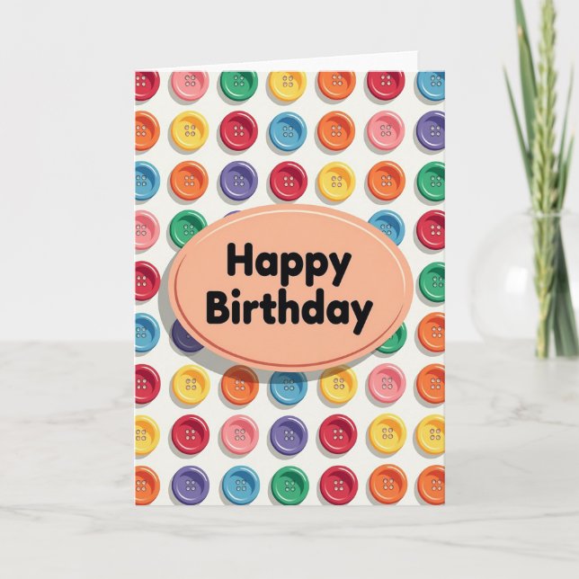 Joyful Birthday Button Pattern Card (Front)