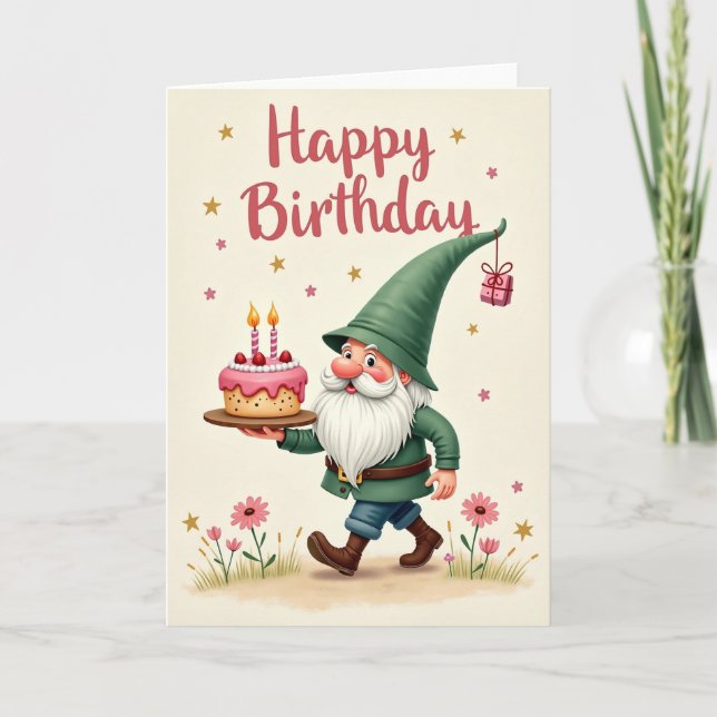 Joyful Birthday Cake Bearer Card (Front)