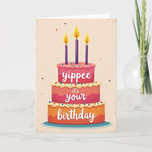 Joyful Birthday Cake Card (Front)