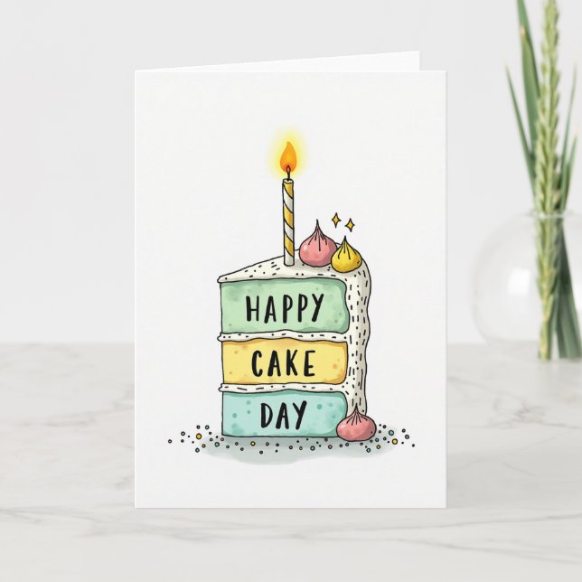 Joyful Birthday Cake Slice Card (Front)