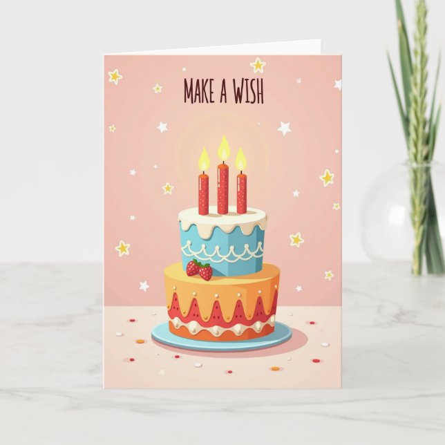 Joyful Birthday Candle Cake Card (Front)