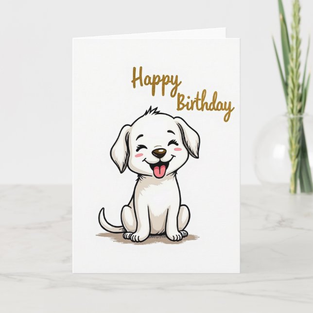 Joyful Birthday Chibi Pup Card (Front)