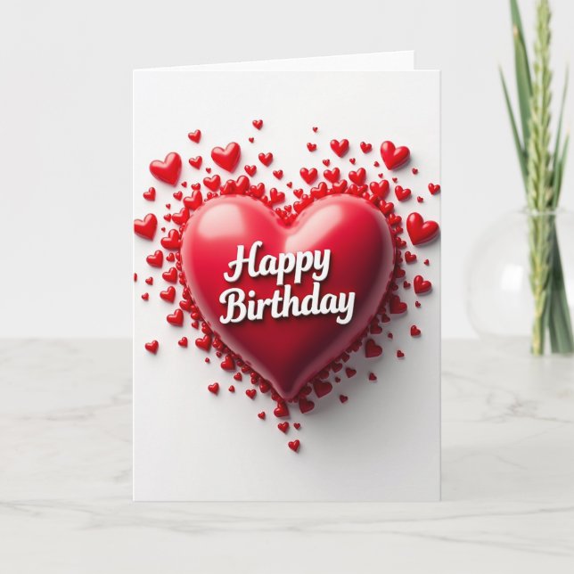 Joyful Birthday Crimson Forms Card (Front)