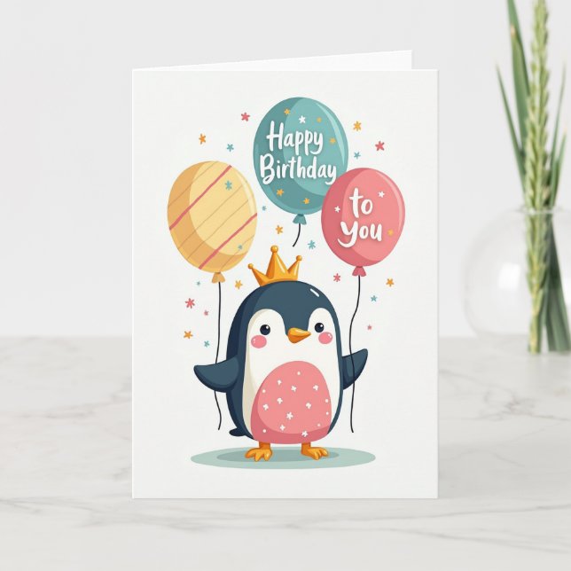 Joyful Birthday Crowned Bird Card (Front)