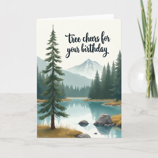 Joyful Birthday Evergreen Peak Card (Front)