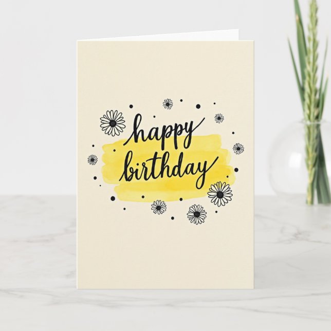 Joyful Birthday Floral Script Card (Front)