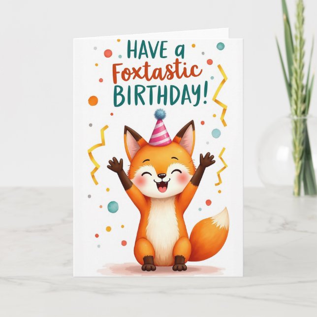 Joyful Birthday Fox Card (Front)