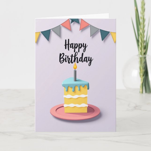Joyful Birthday Frosted Cake Card (Front)