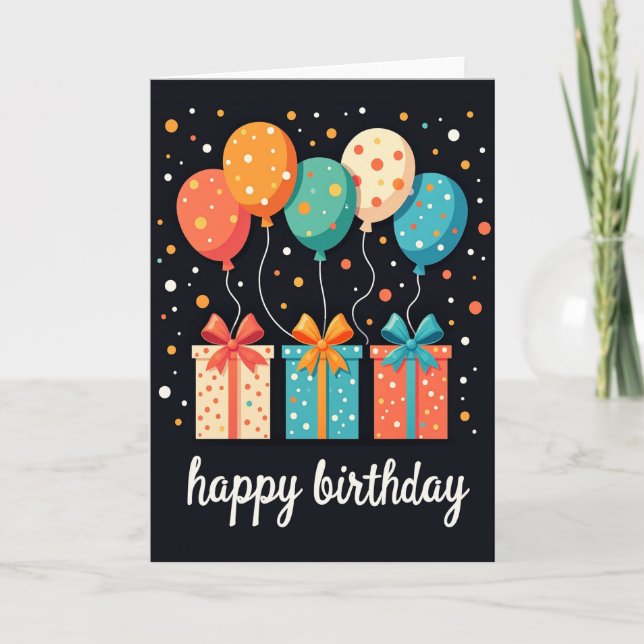 Joyful Birthday Gift Balloon Card (Front)