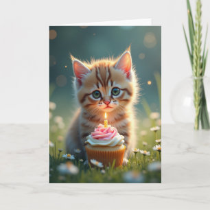 Joyful Birthday Ginger Kitten Card
