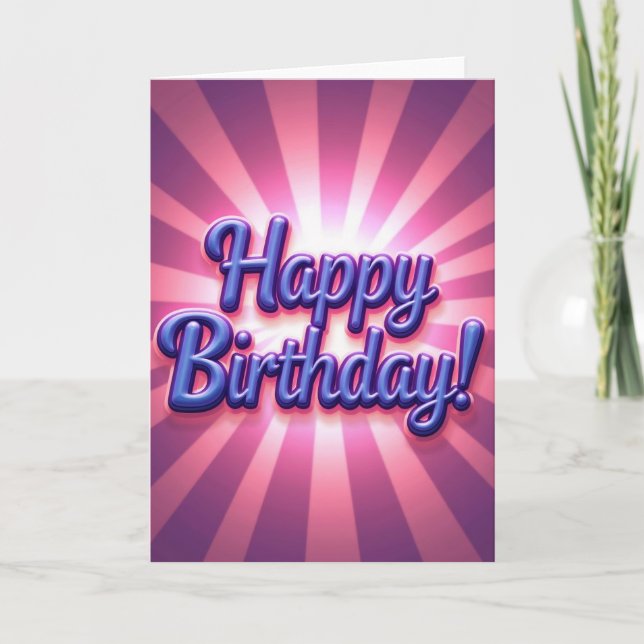 Joyful Birthday Gleaming Script Card (Front)