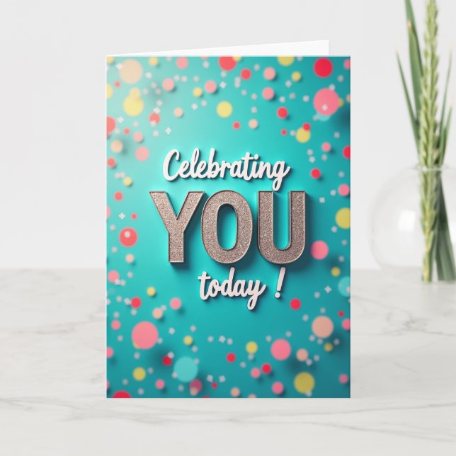 Joyful Birthday Glitter Text Card (Front)