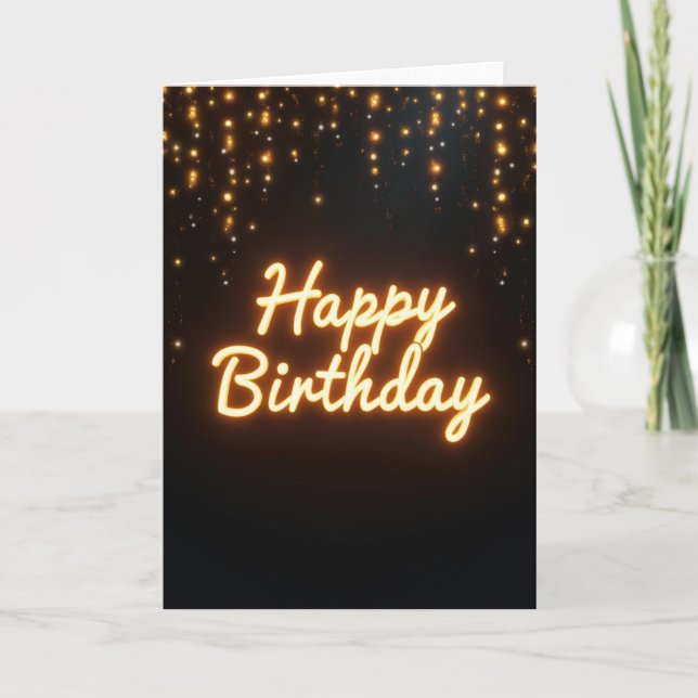 Joyful Birthday Glowing Script Card (Front)