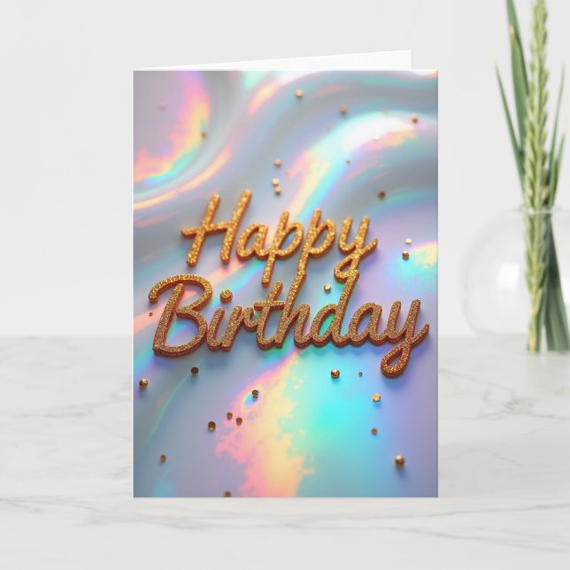 Joyful Birthday Golden Script Card (Front)